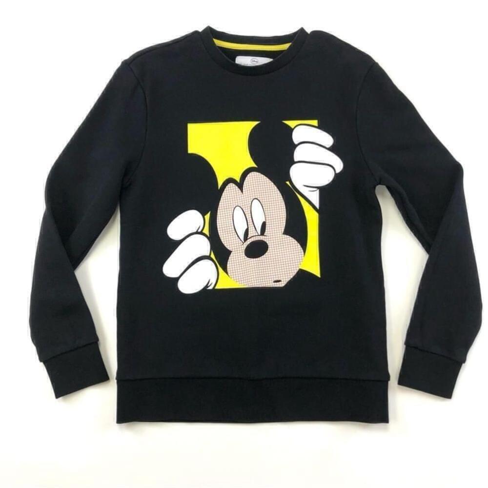 Disney x Peacebird Mickey Mouse peeking jet black graphic sweatshirt Small